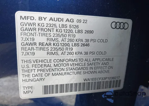 2023 Audi Q3 Premium Plus 45 Tfsi S Line Quattro Tiptronic z USA, uszkodzony, nr VIN WA1EECF33P1038217